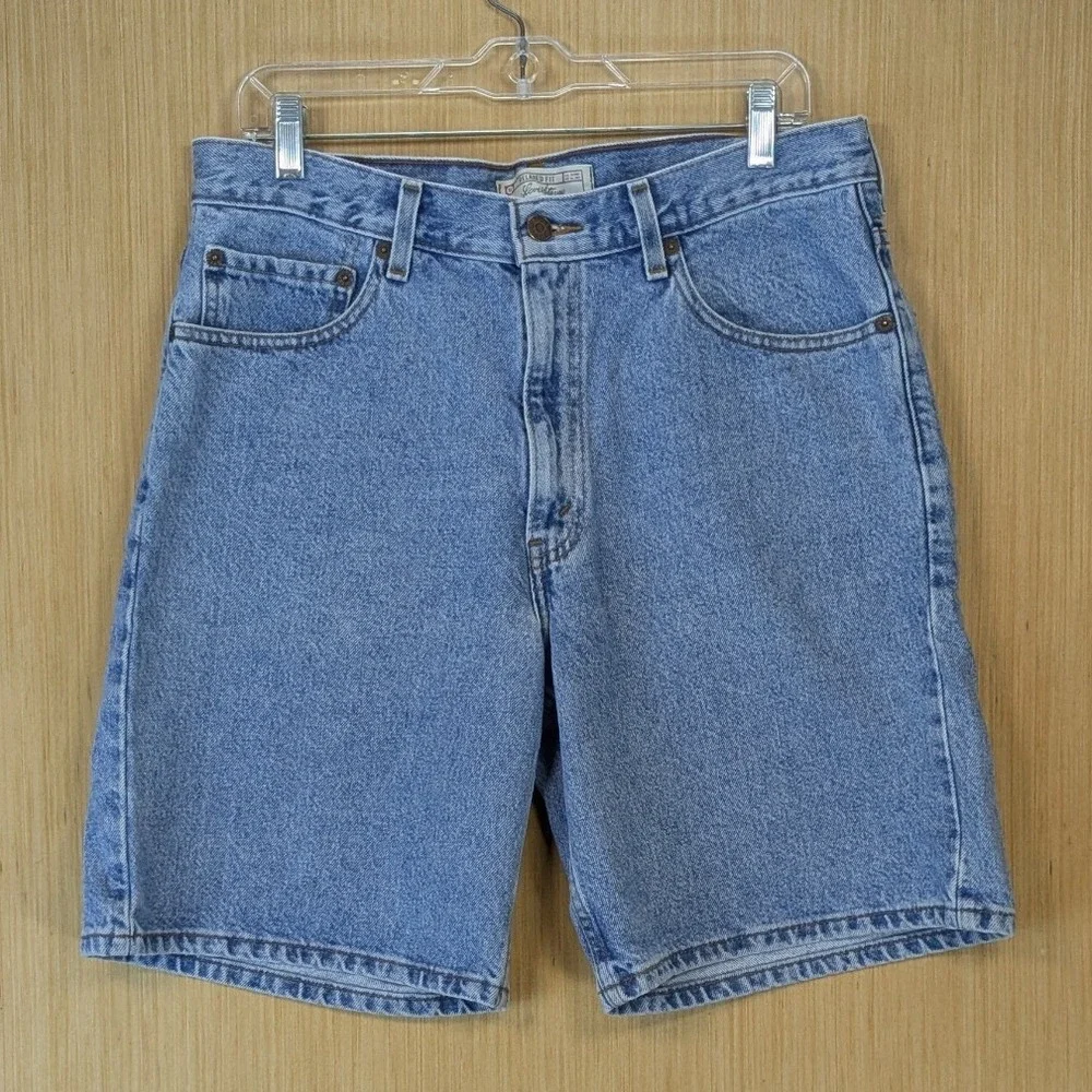 Levi Strauss Signature Mens Relaxed Fit Denim Shorts Jorts Light Wash Blue W34